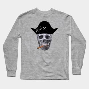 smiley skull With Black Hat Long Sleeve T-Shirt